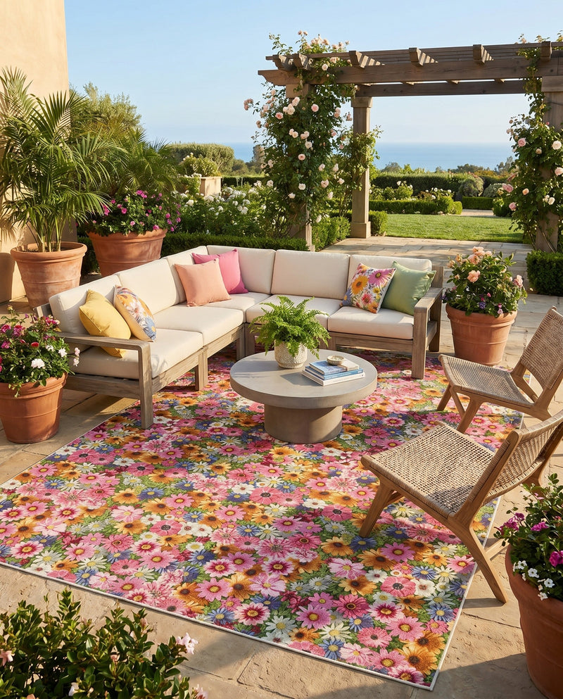 Seaside Blooms Collection Area Rug -  Marseilles Rectangle Multi  lifestyle 52