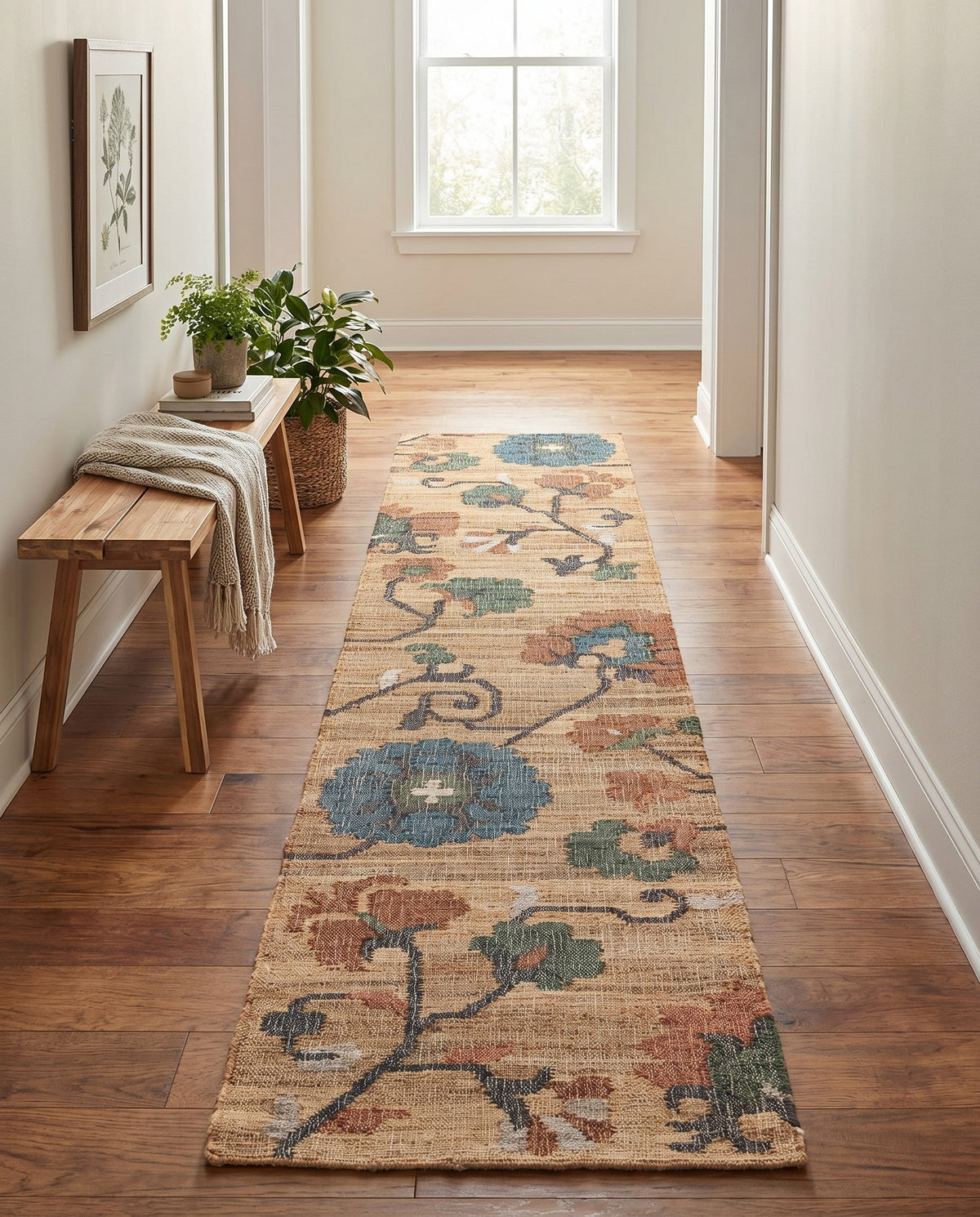Benares Handwoven Jute Collection Area Rug -  Ramnagar Runner Multi  lifestyle 33