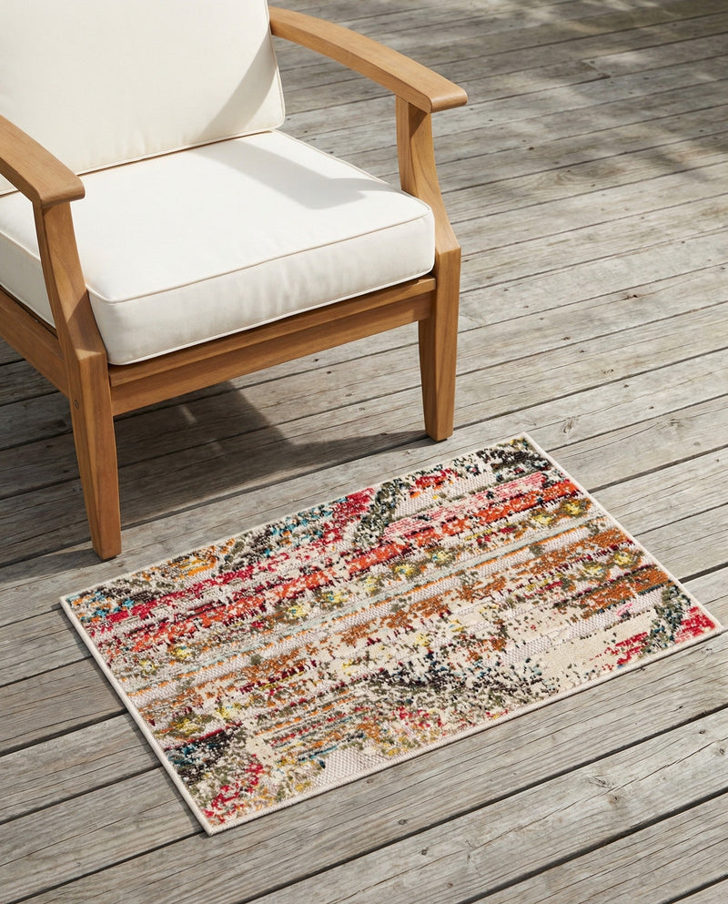 Outdoor Marrakesh Collection Area Rug -  Agadir Rectangle Multi Beige  lifestyle 47
