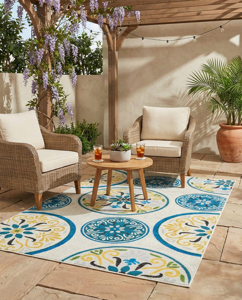 Urban Terrace Collection Area Rug -  Deck Rectangle Cream  lifestyle 55