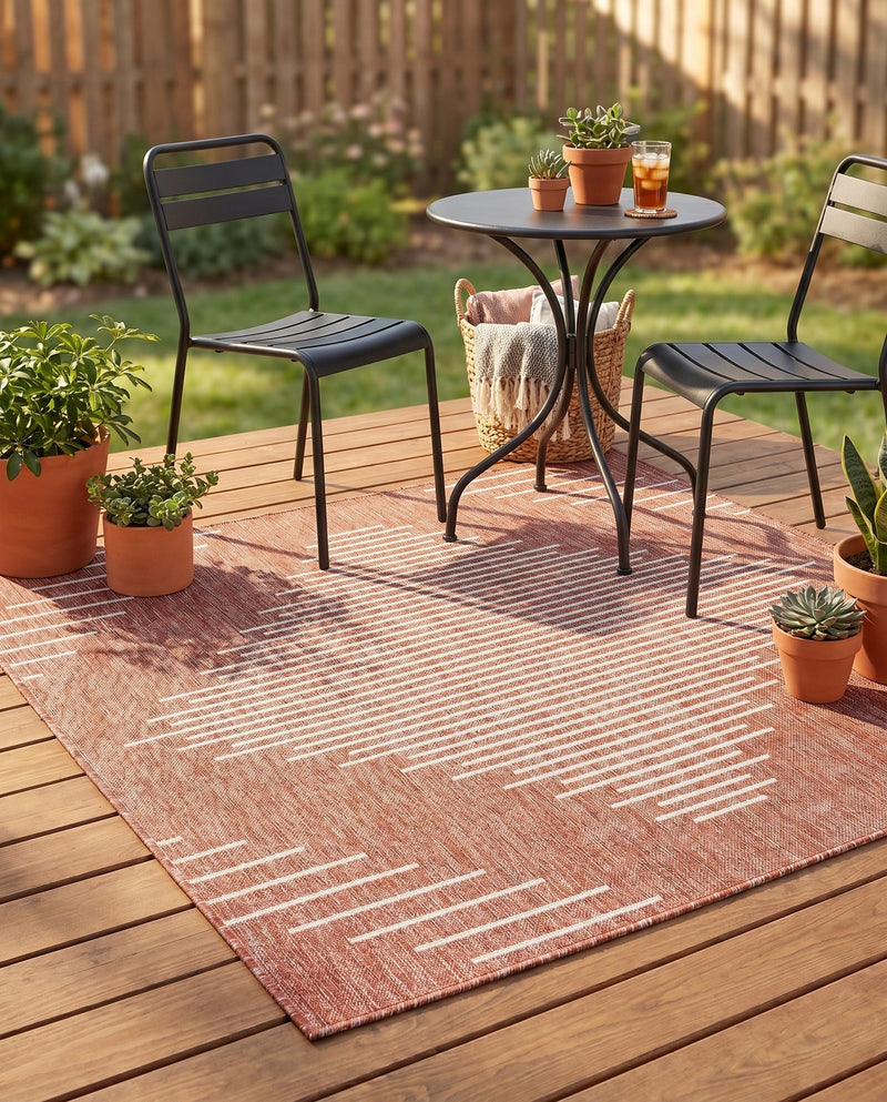 Urban Terrace Collection Area Rug -  Chelsea (Rust Red) Square Rust Red  lifestyle 57