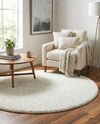 Cozy Comfort Shag Collection Area Rug - Haven (White) Round White  lifestyle 37