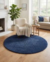 Solid Shag Seaside Collection Area Rug - Azure Cove (Navy Blue) Round Navy Blue  lifestyle 42