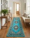 Tabriz Tapestry Collection Area Rug - Azerbaijan (Turquoise) Runner Turquoise  lifestyle 49