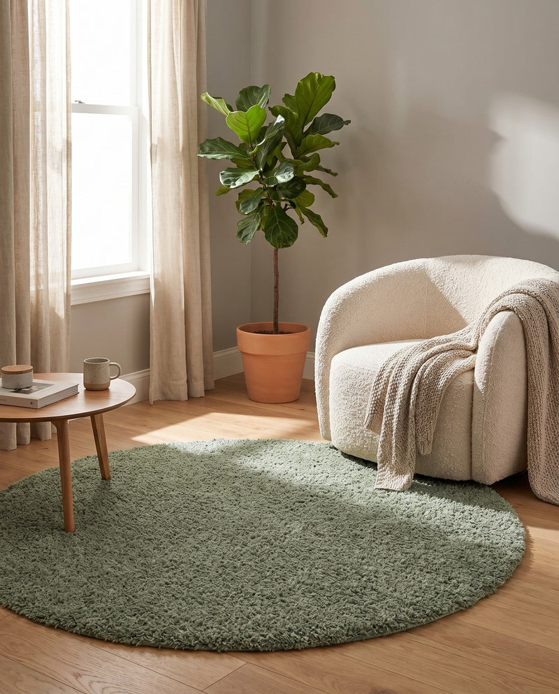 Alpine Plush Collection Area Rug -  Cortina (Sage) Round Sage  lifestyle 67