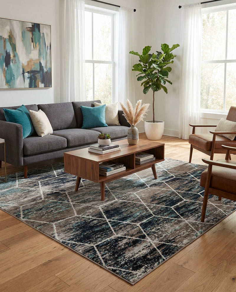 Trellis Mosaic Collection Area Rug - Arborville (Blue Multi) Square Blue Multi  lifestyle 86