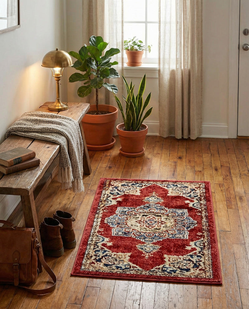 Eden Oasis Collection Area Rug -  Tranquility (Burgundy) Rectangle Burgundy  lifestyle 20