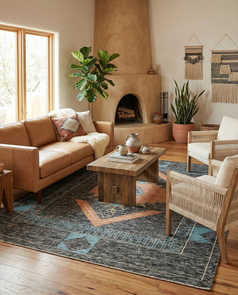 Caspian Wool Collection Area Rug - Ephesus Rectangle Charcoal Gray  lifestyle 12