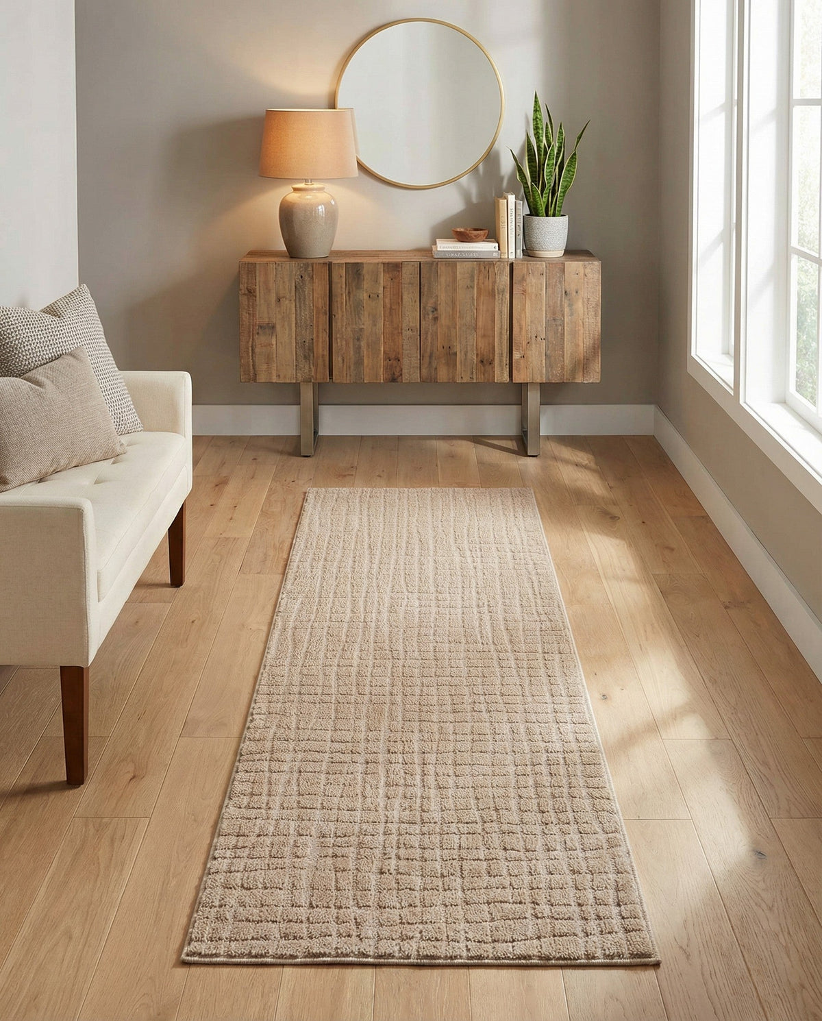 Haven Tapestry Collection Area Rug - WhisperingFalls Runner Rustic Pebble  lifestyle 93