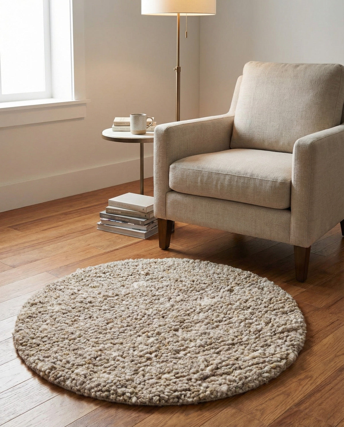Wellington Luxe Shag Collection Area Rug - Kapiti Round Taupe  lifestyle 115