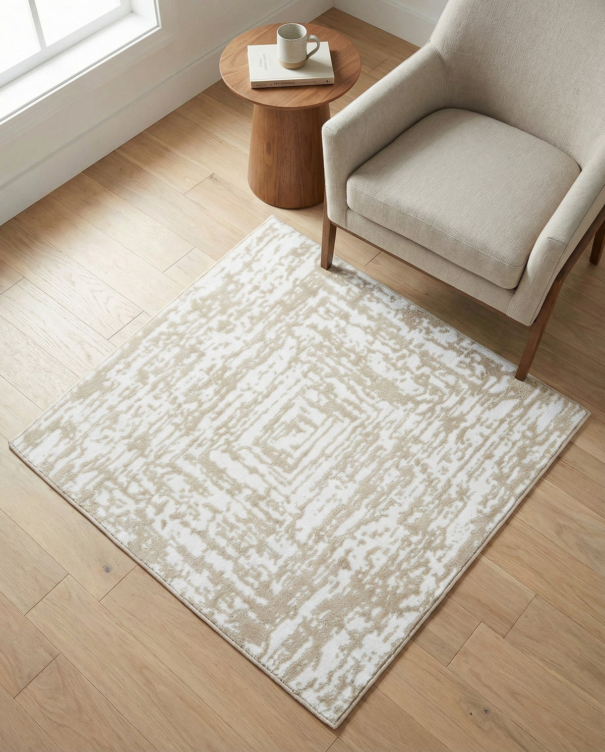 Sanctuary Retreat Collection Area Rug -  Asylum Square White Bone  lifestyle 134