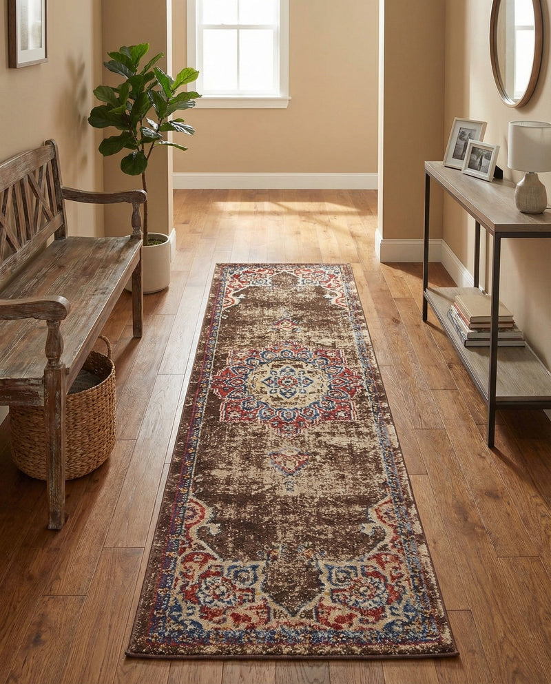 Eden Oasis Collection Area Rug -  Tranquility (Chocolate Brown) Runner Chocolate Brown  lifestyle 46