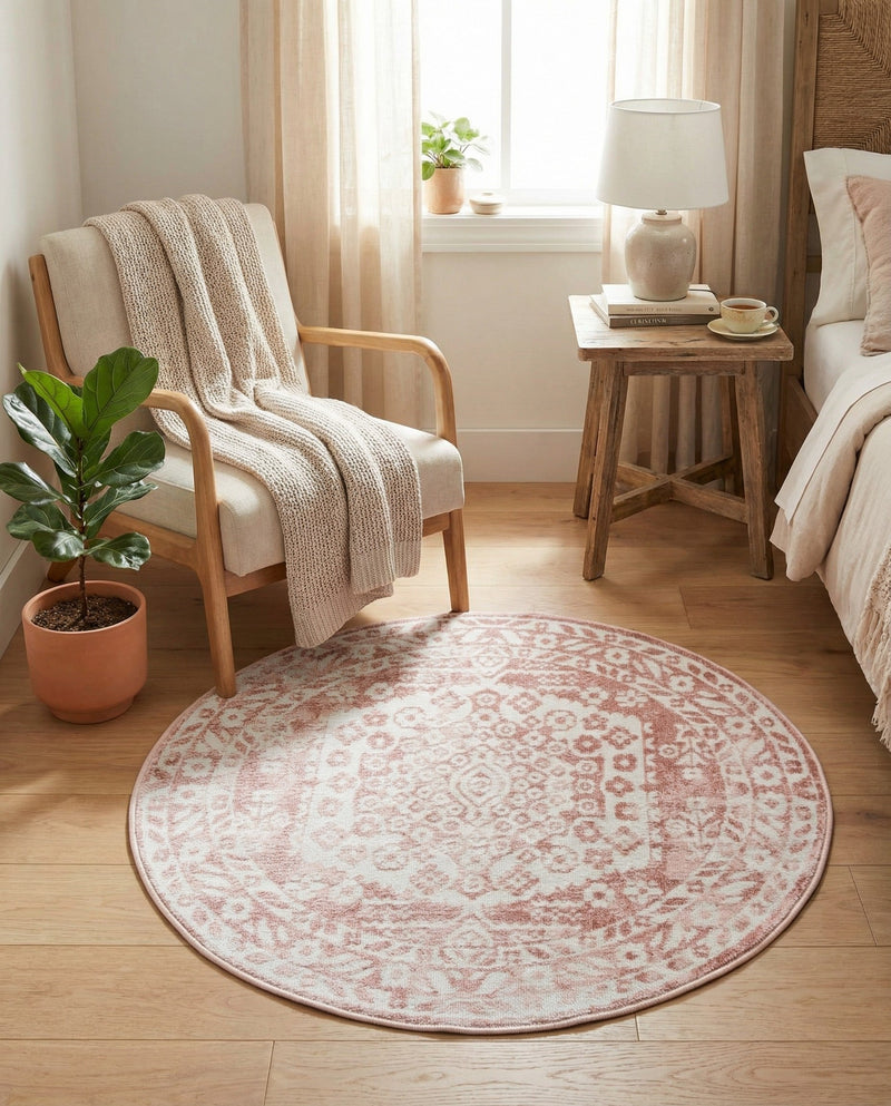 Cambridge Classics Collection Area Rug -  Pembroke (Pink) Round Pink  lifestyle 70