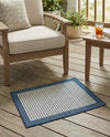 Terrace Fringe Collection Area Rug - Oceanside Rectangle Navy Blue  lifestyle 74
