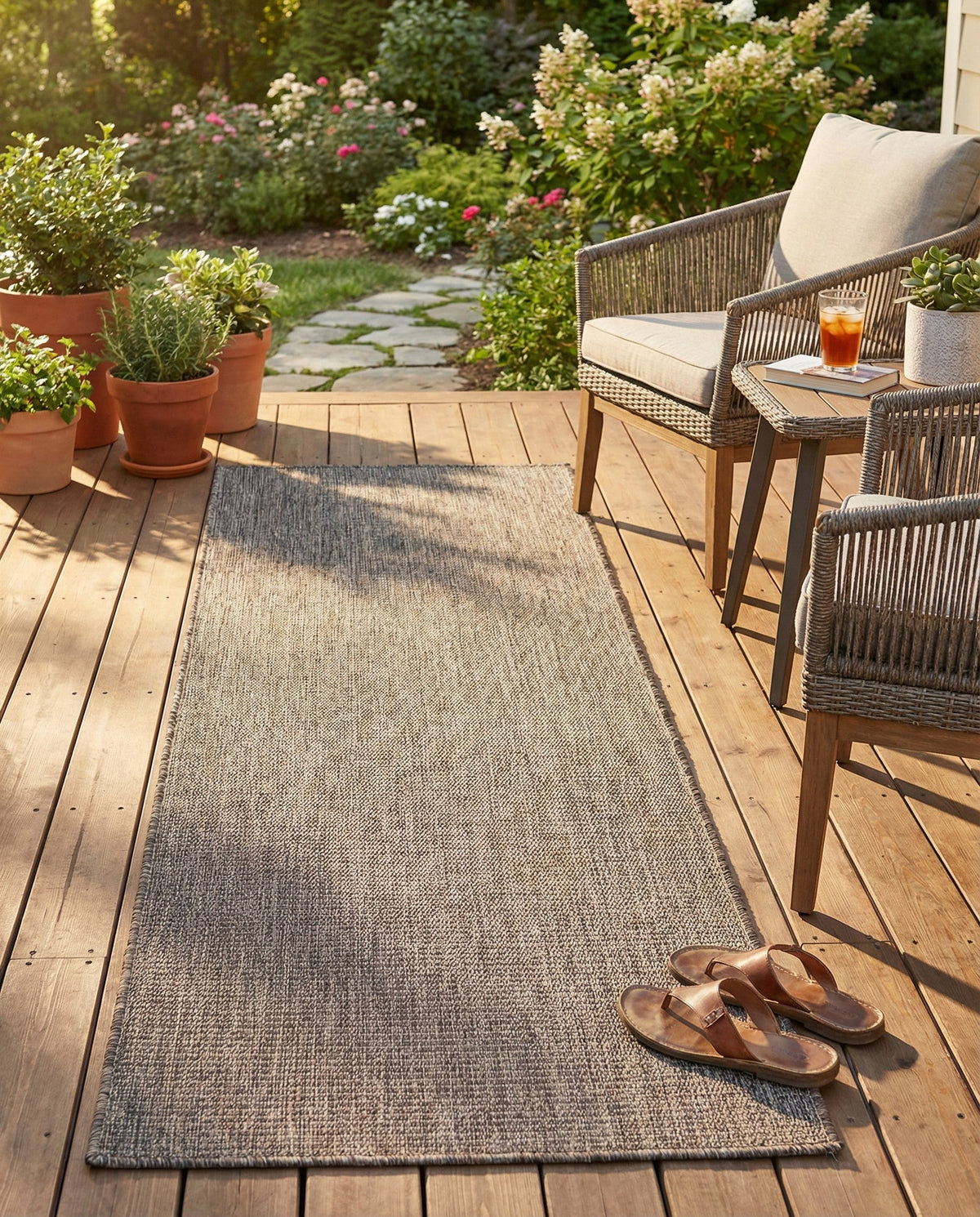 Seaside Serenity Collection Area Rug - Veranda (Light Brown) Runner Light Brown  lifestyle 37