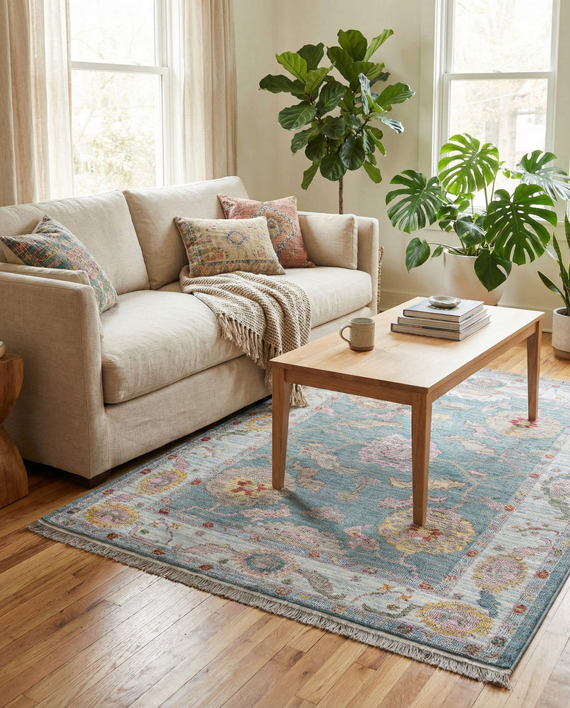 Arcadia Rugs Collection Area Rug - Eden (Gray and Blue) Rectangle Gray and Blue  lifestyle 20