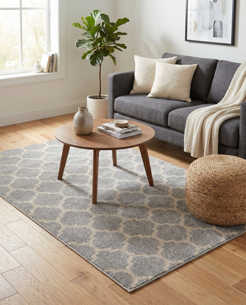 Lattice Gardens Collection Area Rug -  Bloomfield (Light Gray) Rectangle Light Gray  lifestyle 19