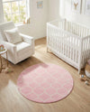 Trellis Mosaic Collection Area Rug -  Pergolatown (Light Pink) Round Light Pink  lifestyle 49