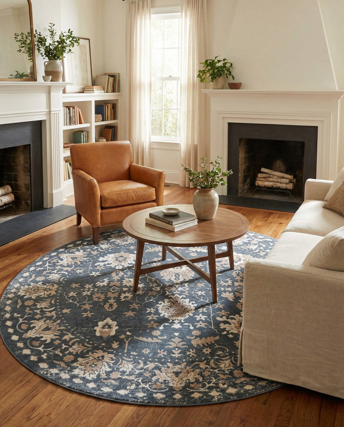 Cascade Range Collection Area Rug -  Shasta (Blue) Round Blue  lifestyle 112