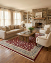 Persian Elegance Collection Area Rug -  Ardabil Rectangle Burgundy  lifestyle 22