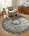 Brighton Terrace Collection Area Rug - Hove (Gray) Round Gray  lifestyle 53