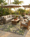 Seaside Blooms Collection Area Rug -  Lotus Rectangle Green  lifestyle 20