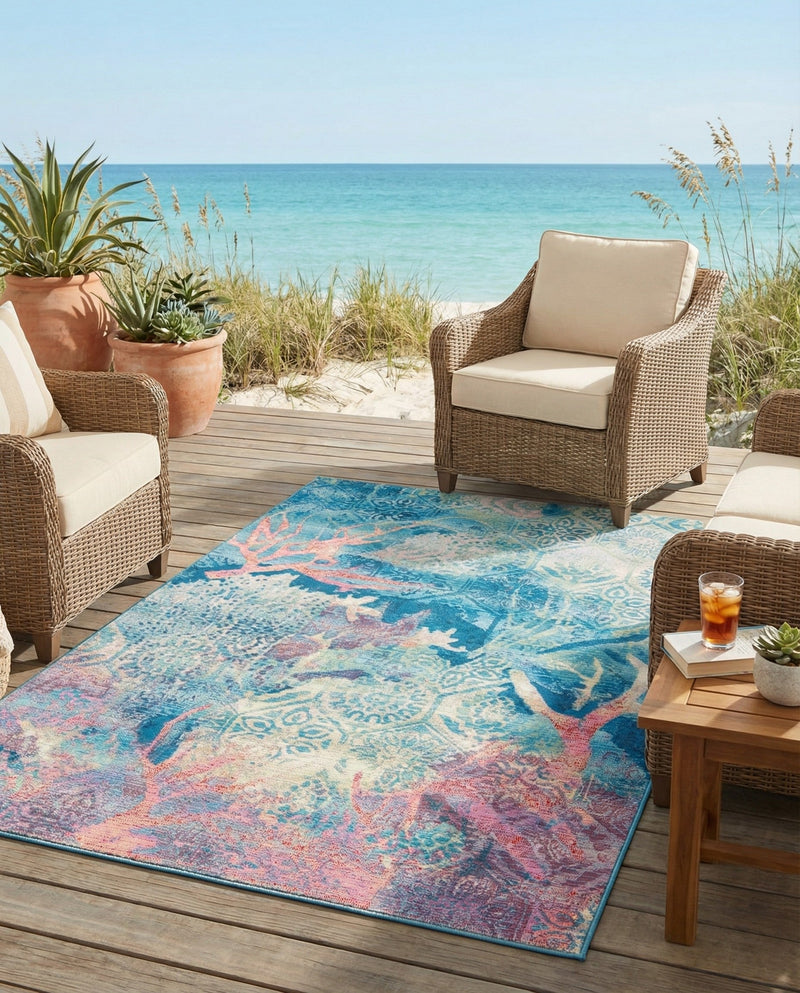 Seaside Haven Rugs Collection Area Rug - Marina Rectangle Multi  lifestyle 23