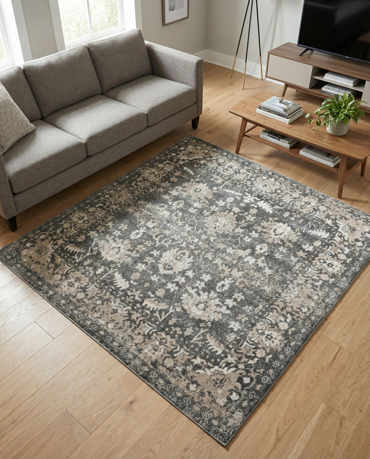Cascade Range Collection Area Rug -  Shasta (Gray) Square Gray  lifestyle 84