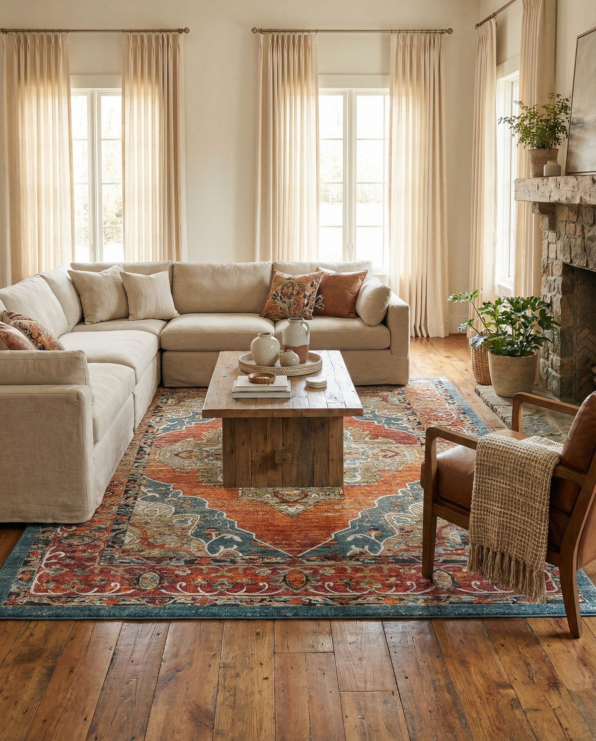 Savannah Soiree Collection Area Rug - Serengeti (Rust Red) Rectangle Rust Red  lifestyle 17