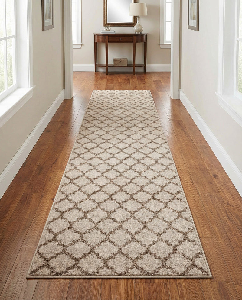Lattice Gardens Collection Area Rug -  Bloomfield (Beige and Light Brown) Runner Beige and Light Brown  lifestyle 50