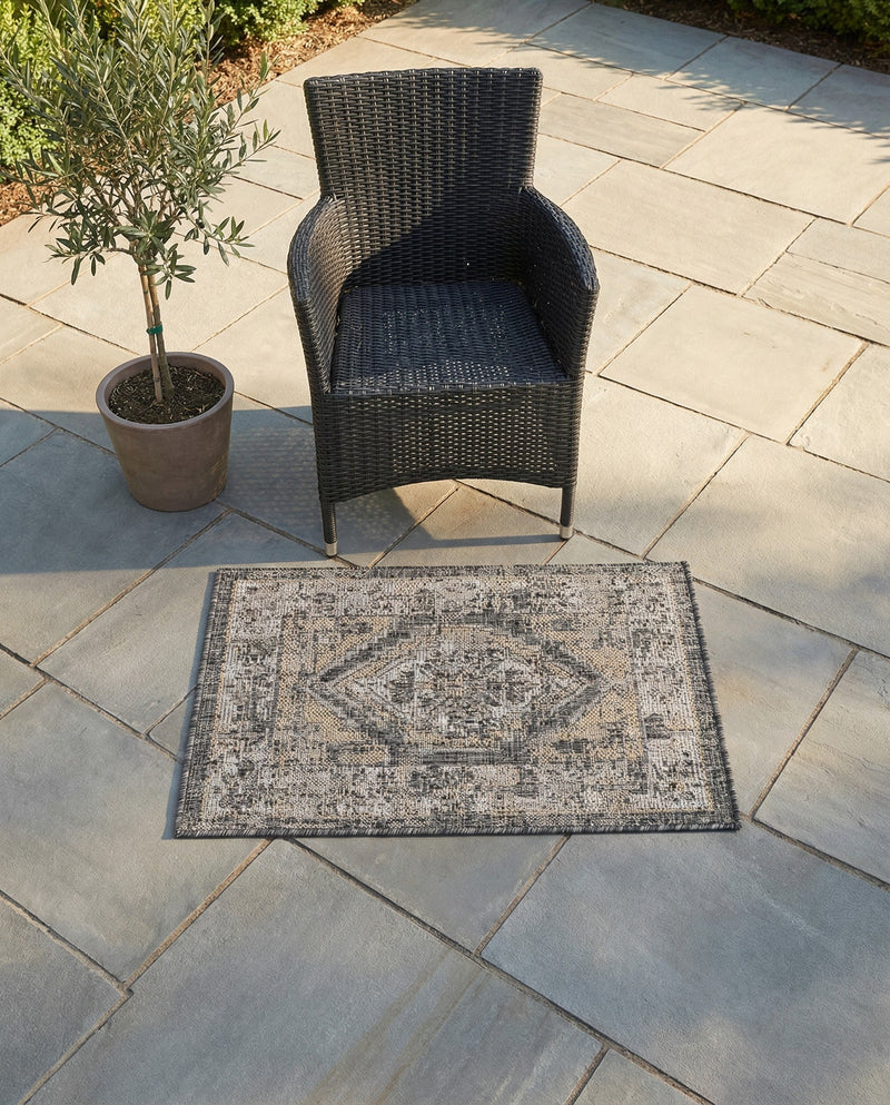 Patio Heritage Collection Area Rug -  Augusta (Charcoal) Rectangle Charcoal  lifestyle 6