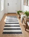 Tassel Trail Collection Area Rug - Pathway (Navy Blue) Runner Navy Blue  lifestyle 67