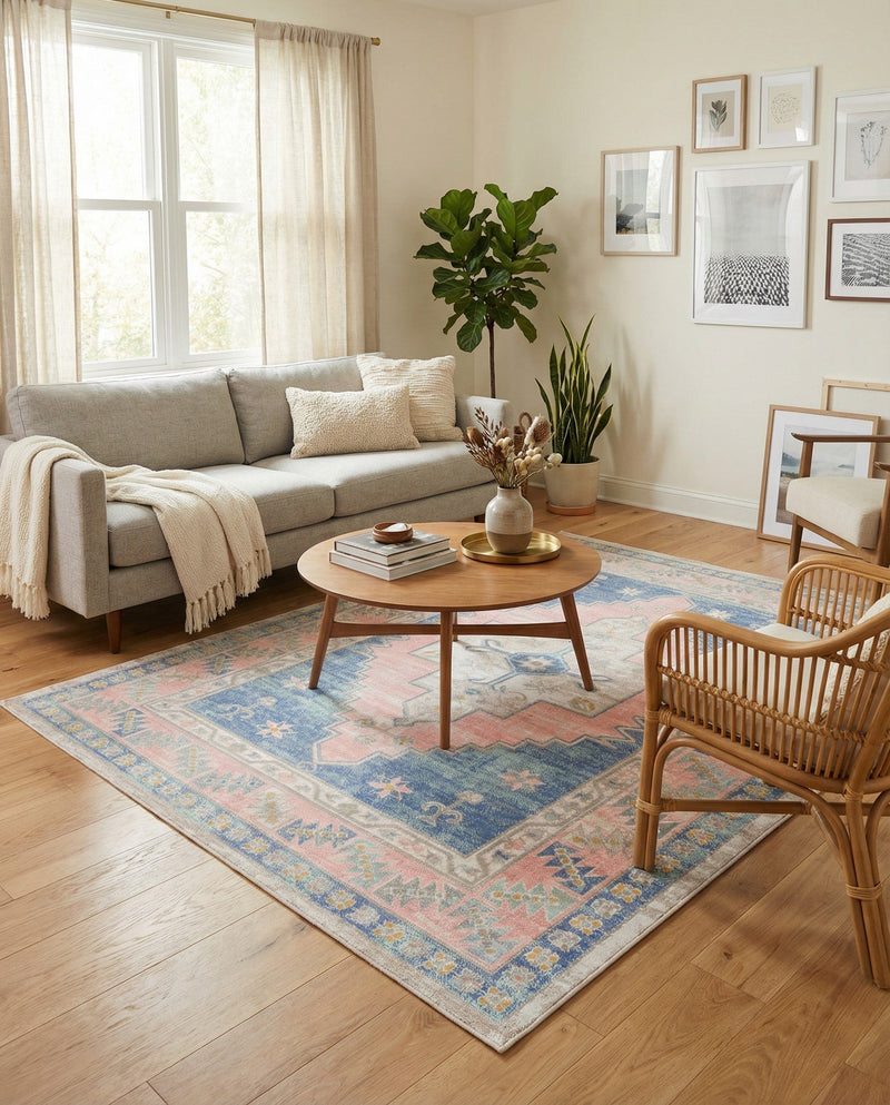 Savannah Series Collection Area Rug -  Augusta (French Blue) Rectangle French Blue  lifestyle 14