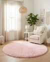 Eternal Plush Oasis Collection Area Rug -  Tranquility (Pink Lace) Round Pink Lace  lifestyle 36