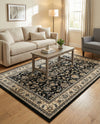 Isfahan Elegance Collection Area Rug - Naghsh-e Jahan (Black) Rectangle Black  lifestyle 60