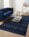 Hollywood Luxe Collection Area Rug - Sunset (Navy Blue Silver) Rectangle Navy Blue Silver  lifestyle 11