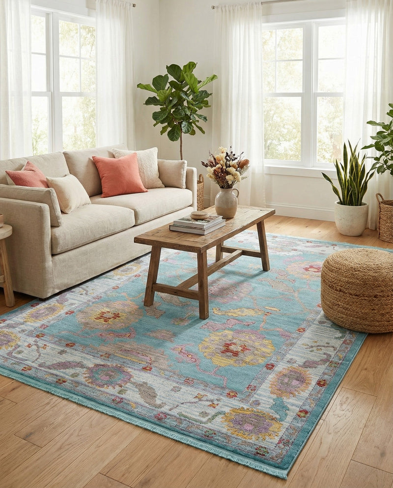 Arcadia Rugs Collection Area Rug - Eden (Aqua and Blue) Rectangle Aqua and Blue  lifestyle 20