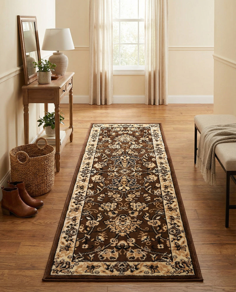 Isfahan Elegance Collection Area Rug - Naghsh-e Jahan (Brown) Runner Brown  lifestyle 49