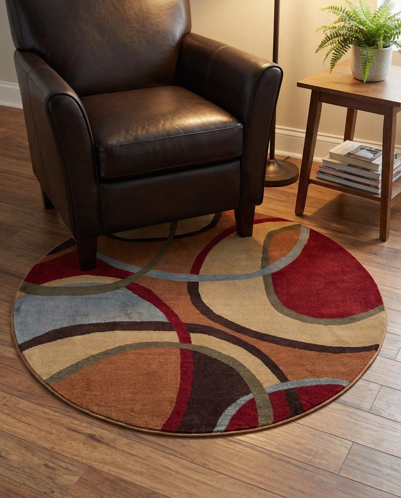 Bistro Lounge Collection Area Rug -  Macchiato Round Multi  lifestyle 68