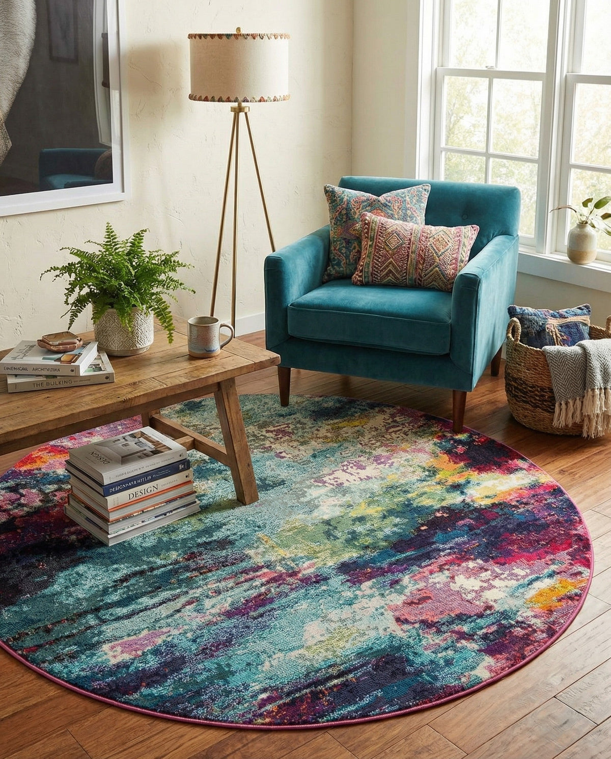 Chromatic Oasis Collection Area Rug -  Oasis Round Multi  lifestyle 126