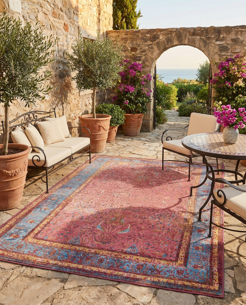 Patio Heritage Collection Area Rug -  Serenity Rectangle Vintage Salmon Coral  lifestyle 30