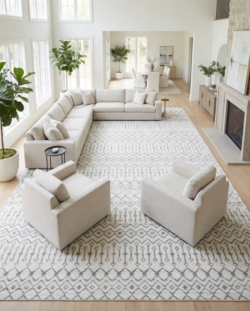 Marrakech Lattice Collection Area Rug - Medina (Ivory) Rectangle Ivory  lifestyle 5