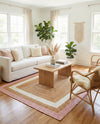 Woven Seaside Jute Collection Area Rug - Nantucket Rectangle Pink White Natural  lifestyle 19
