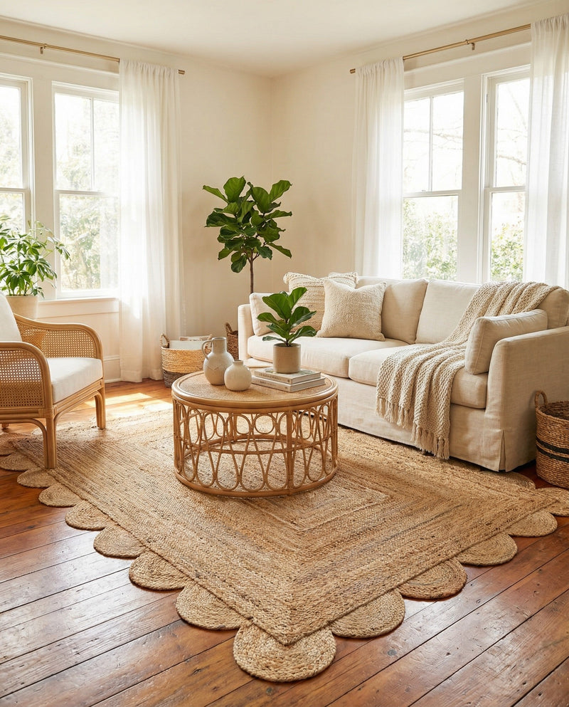 Serenity Braided Jute Collection Area Rug - Seaside Rectangle Natural  lifestyle 22