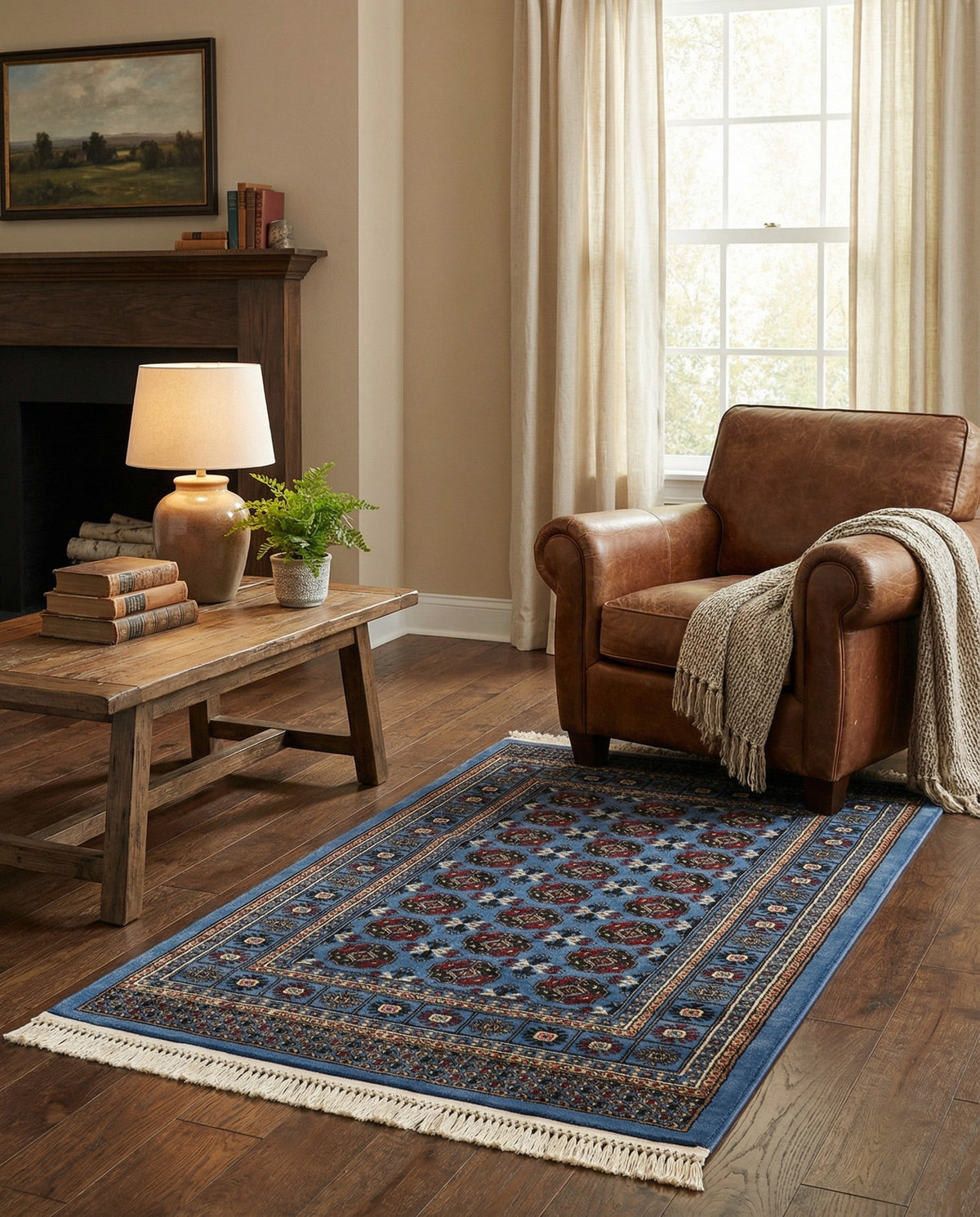 Samarkand Elegance Collection Area Rug -  Margilan (Blue) Rectangle Blue  lifestyle 19