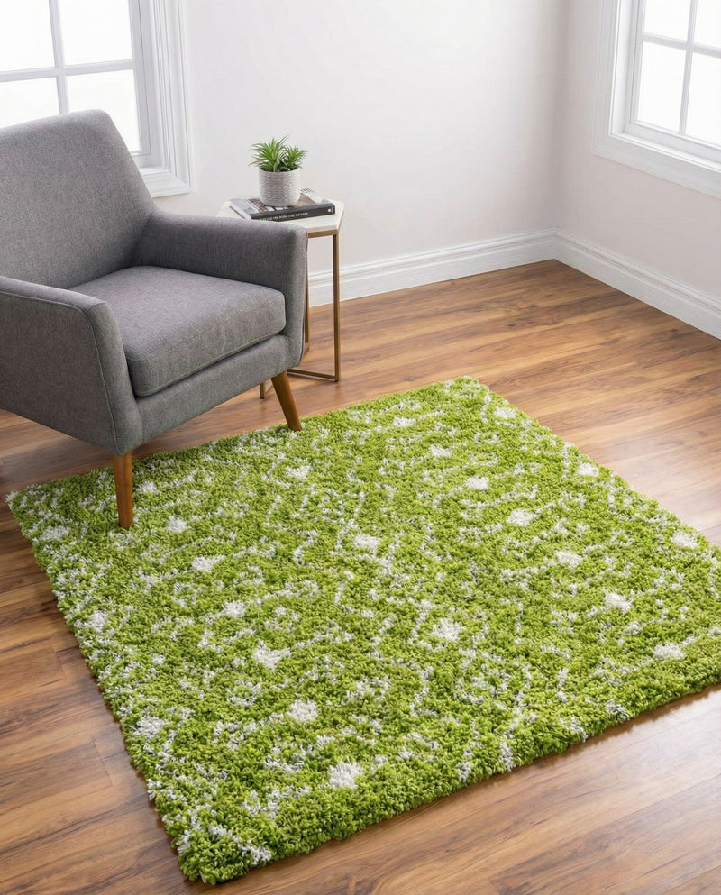 Berber Lattice Shag Collection Area Rug - Atlas (Green) Square Green  lifestyle 51
