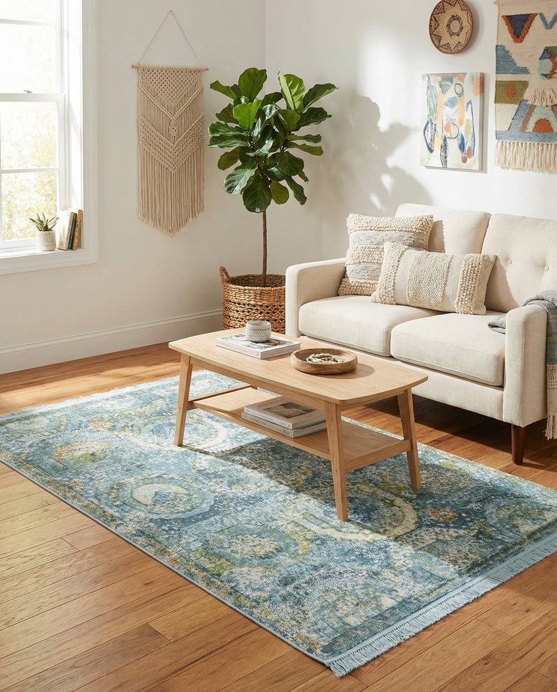 Caribbean Breeze Collection Area Rug -  Lucia Rectangle Light Blue  lifestyle 52