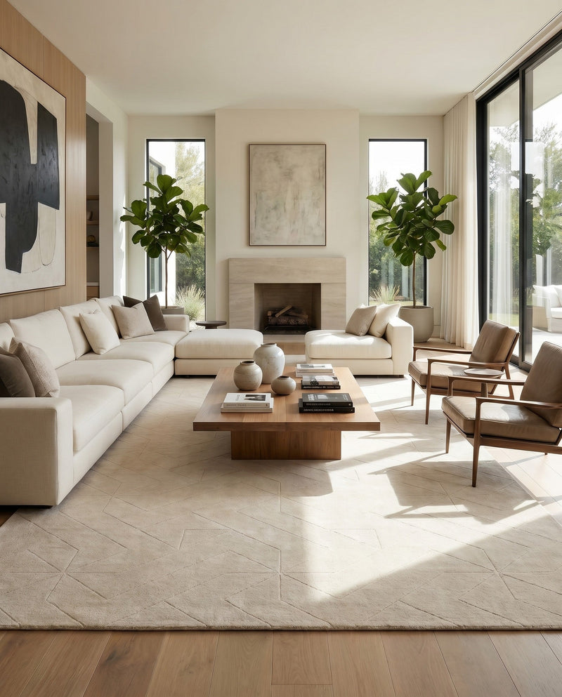 Nordic Loom Geometric Collection Area Rug - Oslo Rectangle Pearl Ivory  lifestyle 45