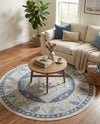 Savannah Series Collection Area Rug -  Augusta (Sky blue) Round Sky blue  lifestyle 56
