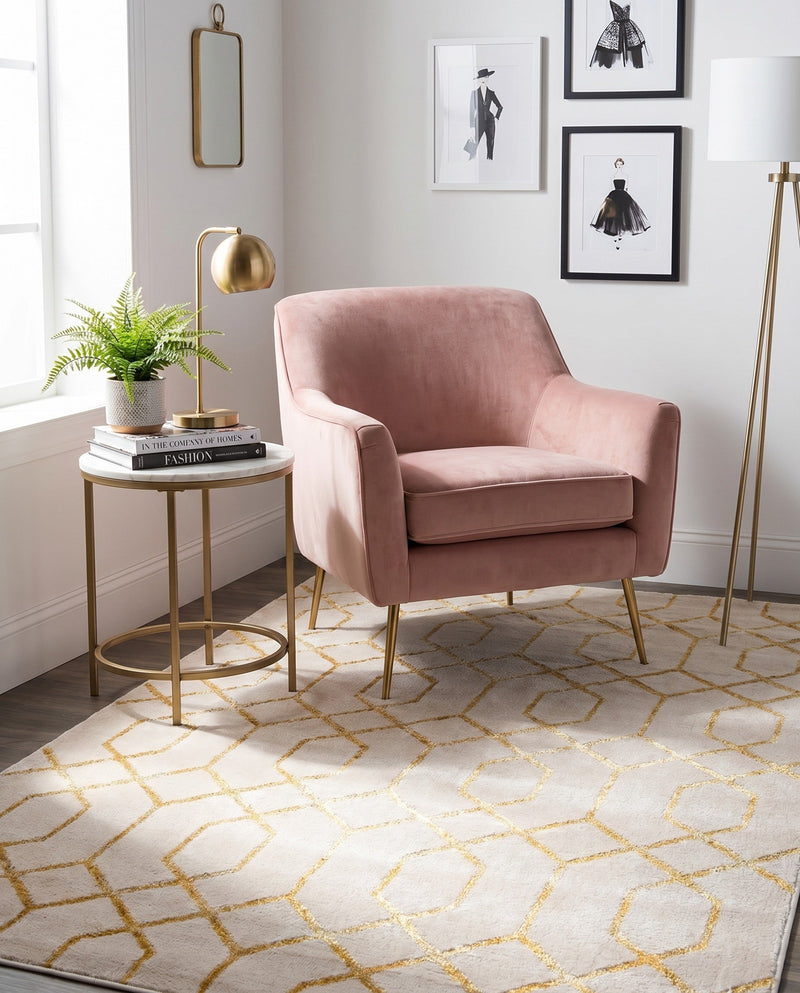 Hollywood Luxe Collection Area Rug - Sunset (White Gold) Rectangle White Gold  lifestyle 14